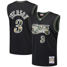 Load image into Gallery viewer, 3-Allen Iverson Philadelphia 76ers  Straight Fire Camo Swingman Jersey – Black