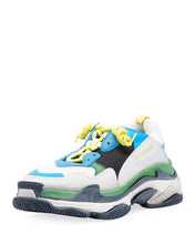 Load image into Gallery viewer, Balenciaga Triple S Mesh &amp; Leather Sneakers, Blue, Blue in Gray