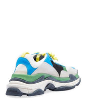 Load image into Gallery viewer, Balenciaga Triple S Mesh &amp; Leather Sneakers, Blue, Blue in Gray