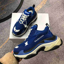Load image into Gallery viewer, Balenciaga Triple S Mesh &amp; Leather Sneakers Blue Black