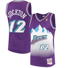 Load image into Gallery viewer, MITCHELL &amp; NESS JOHN STOCKTON UTAH JAZZ PURPLE 1996-97 HARDWOOD CLASSICS SWINGMAN JERSEY