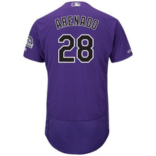 Load image into Gallery viewer, Nolan Arenado Colorado Rockies Majestic Home Collection Flex Base Player Jersey - White/Purple