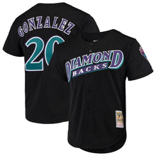 Load image into Gallery viewer, Luis Gonzalez Arizona Diamondbacks Mitchell &amp; Ness Cooperstown Collection Mesh Batting Practice Button-Up Jersey – Black
