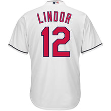 Load image into Gallery viewer, Francisco Lindor Cleveland Indians Majestic Home Big &amp; Tall Cool Base Player Jersey - White