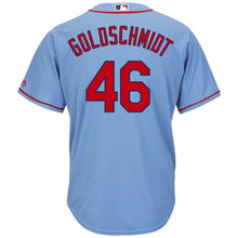 Load image into Gallery viewer, Paul Goldschmidt St. Louis Cardinals Majestic Alternate Official Cool Base Player Jersey – Light Blue/Cream