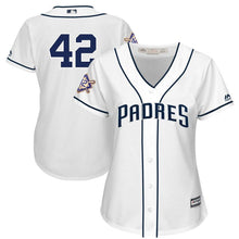 Load image into Gallery viewer, San Diego Padres Majestic Women's 2019 Jackie Robinson Day Official Cool Base Jersey – White