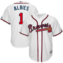 Load image into Gallery viewer, Ozzie Albies Atlanta Braves Majestic Home Cool Base Player Jersey – White