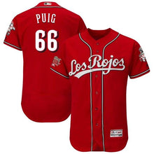 Load image into Gallery viewer, Yasiel Puig Cincinnati Reds Majestic Alternate Collection Flex Base Player Jersey – Scarlet