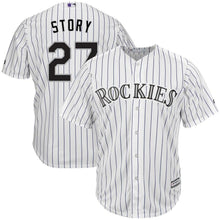 Load image into Gallery viewer, Trevor Story Colorado Rockies Majestic Home Official Cool Base Player Jersey - White/Purple