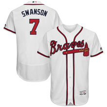 Load image into Gallery viewer, Dansby Swanson Atlanta Braves Majestic Home Flex Base Collection Player Jersey - White/Scarlet
