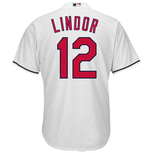 Load image into Gallery viewer, Francisco Lindor Cleveland Indians Majestic Alternate 2019 Cool Base Player Jersey – Scarlet/White