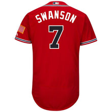 Load image into Gallery viewer, Dansby Swanson Atlanta Braves Majestic Home Flex Base Collection Player Jersey - White/Scarlet