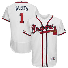 Load image into Gallery viewer, Ozzie Albies Atlanta Braves Majestic 2019 Home Collection Flex Base Player Jersey – White