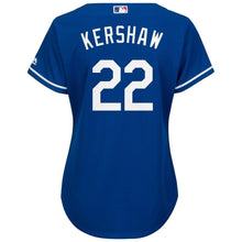 Load image into Gallery viewer, Clayton Kershaw Los Angeles Dodgers Majestic Women's Cool Base Player Jersey - White/Royal