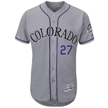 Load image into Gallery viewer, Trevor Story Colorado Rockies Majestic Road Collection Flex Base Player Jersey – Gray/White