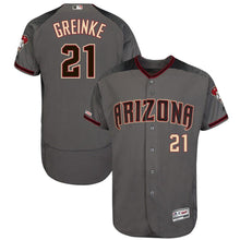Load image into Gallery viewer, Zack Greinke Arizona Diamondbacks Majestic Road Collection Flex Base Player Jersey – Gray