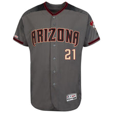 Load image into Gallery viewer, Zack Greinke Arizona Diamondbacks Majestic Road Collection Flex Base Player Jersey – Gray