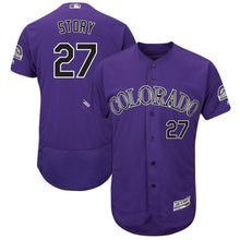 Load image into Gallery viewer, Trevor Story Colorado Rockies Majestic Alternate Collection Flex Base Player Jersey – Purple