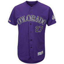 Load image into Gallery viewer, Trevor Story Colorado Rockies Majestic Alternate Collection Flex Base Player Jersey – Purple