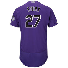 Load image into Gallery viewer, Trevor Story Colorado Rockies Majestic Alternate Collection Flex Base Player Jersey – Purple