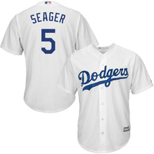 Load image into Gallery viewer, Corey Seager Los Angeles Dodgers Majestic Official Cool Base Player Jersey - White/Grey