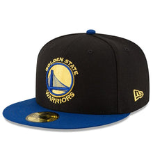Load image into Gallery viewer, Golden State Warriors New Era 2019 NBA Finals Bound Side Patch Two-Tone 59FIFTY Fitted Hat - Black/Royal