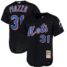 Load image into Gallery viewer, Mike Piazza New York Mets Mitchell &amp; Ness Cooperstown Collection Mesh Batting Practice Jersey - Black/royal