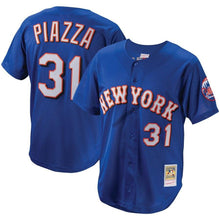 Load image into Gallery viewer, Mike Piazza New York Mets Mitchell &amp; Ness Cooperstown Collection Mesh Batting Practice Jersey - Black/royal