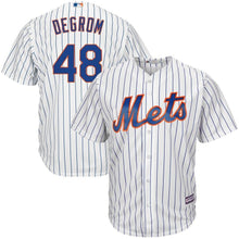 Load image into Gallery viewer, Jacob deGrom New York Mets Majestic Big &amp; Tall Official Cool Base Player Jersey - White/Royal
