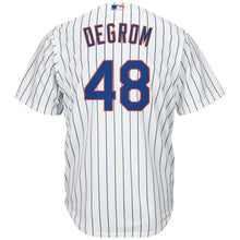 Load image into Gallery viewer, Jacob deGrom New York Mets Majestic Big &amp; Tall Official Cool Base Player Jersey - White/Royal