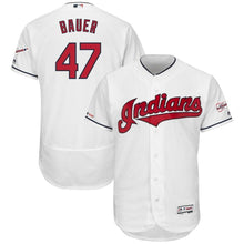 Load image into Gallery viewer, Trevor Bauer Cleveland Indians Majestic Alternate 2019 All-Star Game Patch Flex Base Player Jersey – Scarlet/White