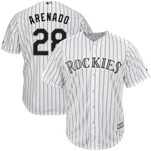 Load image into Gallery viewer, Nolan Arenado Colorado Rockies Majestic Home Official Cool Base Player Jersey - White/Purple