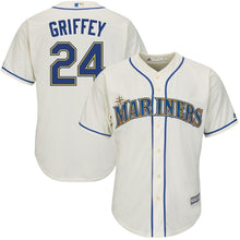 Load image into Gallery viewer, Ken Griffey Jr. Seattle Mariners Majestic Alternate Official Cool Base Replica Player Jersey - Cream/Light Blue